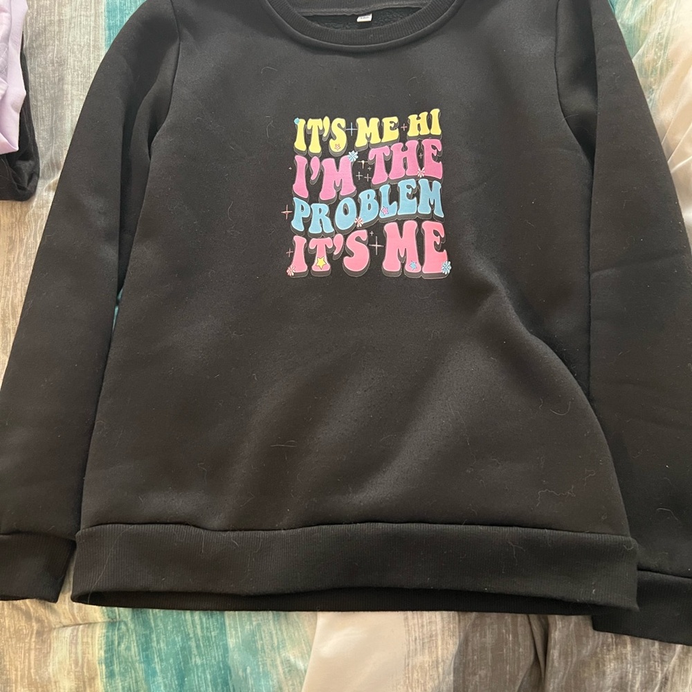 Black Graphic Sweatshirt with Colorful Text